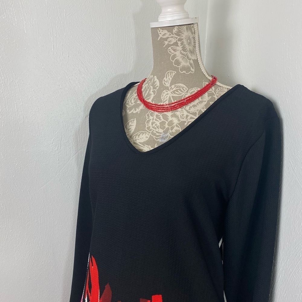Floral Ashley Stewart Dress. Black/Red/White. Sz  12. - Picture 3 of 11